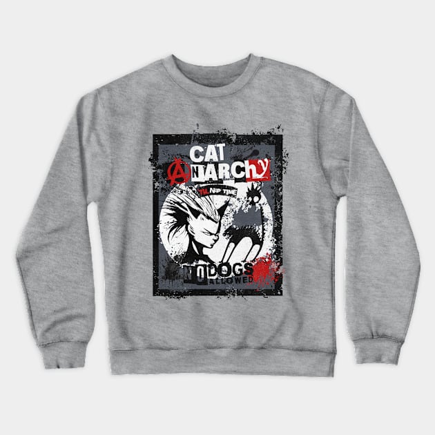 CAT ANARCHY - BLACK WHITE & RED Crewneck Sweatshirt by Off the Page